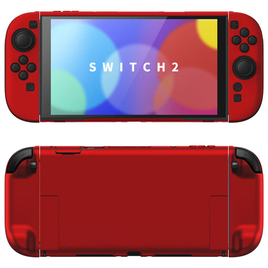 PlayVital Nintendo Switch 2（2025）対応ハードカバー 保護ケース 付けたままドックに対応 折りたたみ式スタンド＆親指グリップ付き【スカーレットレッド】