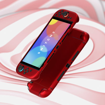 PlayVital Nintendo Switch 2（2025）対応ハードカバー 保護ケース 付けたままドックに対応 折りたたみ式スタンド＆親指グリップ付き【スカーレットレッド】