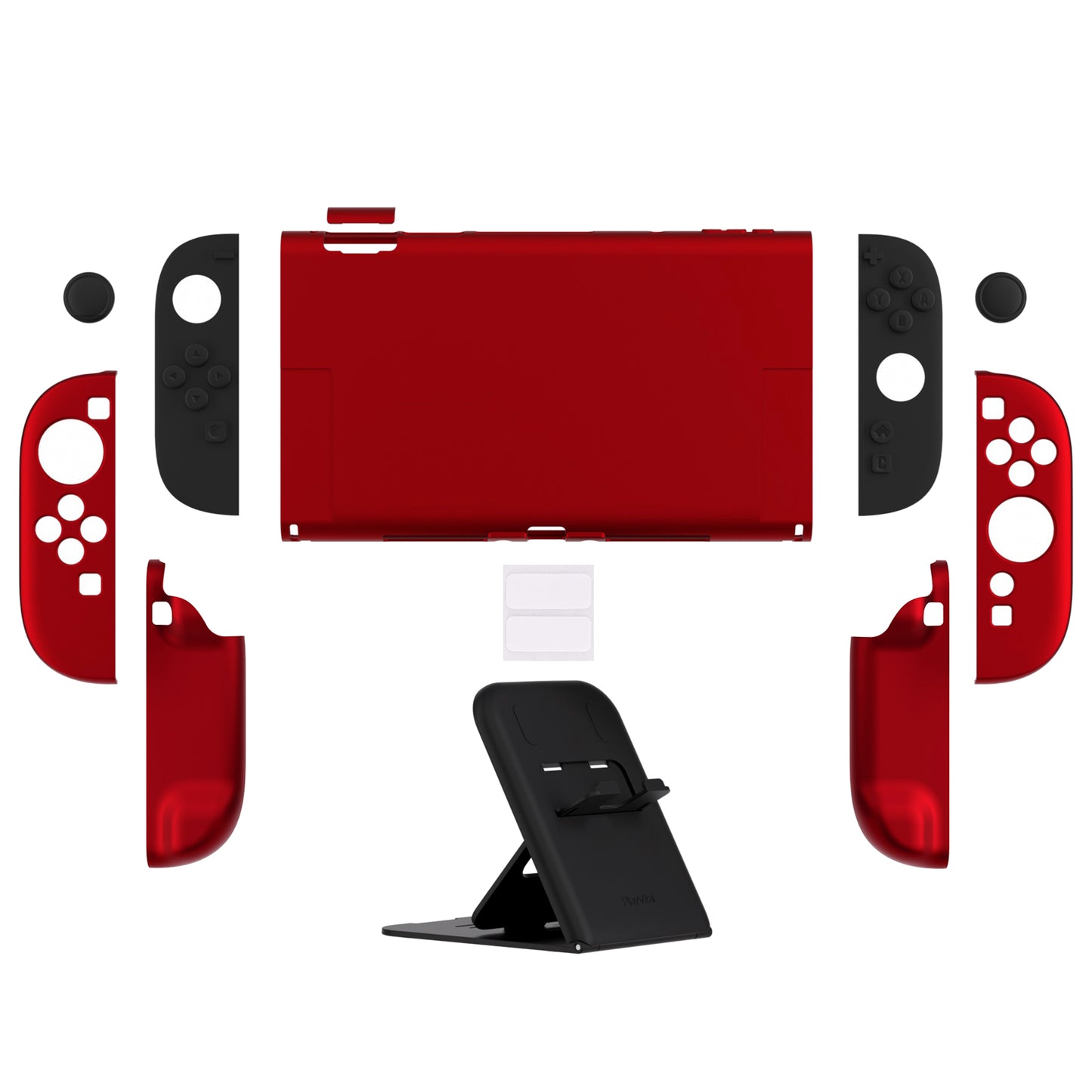 PlayVital Nintendo Switch 2（2025）対応ハードカバー 保護ケース 付けたままドックに対応 折りたたみ式スタンド＆親指グリップ付き【スカーレットレッド】