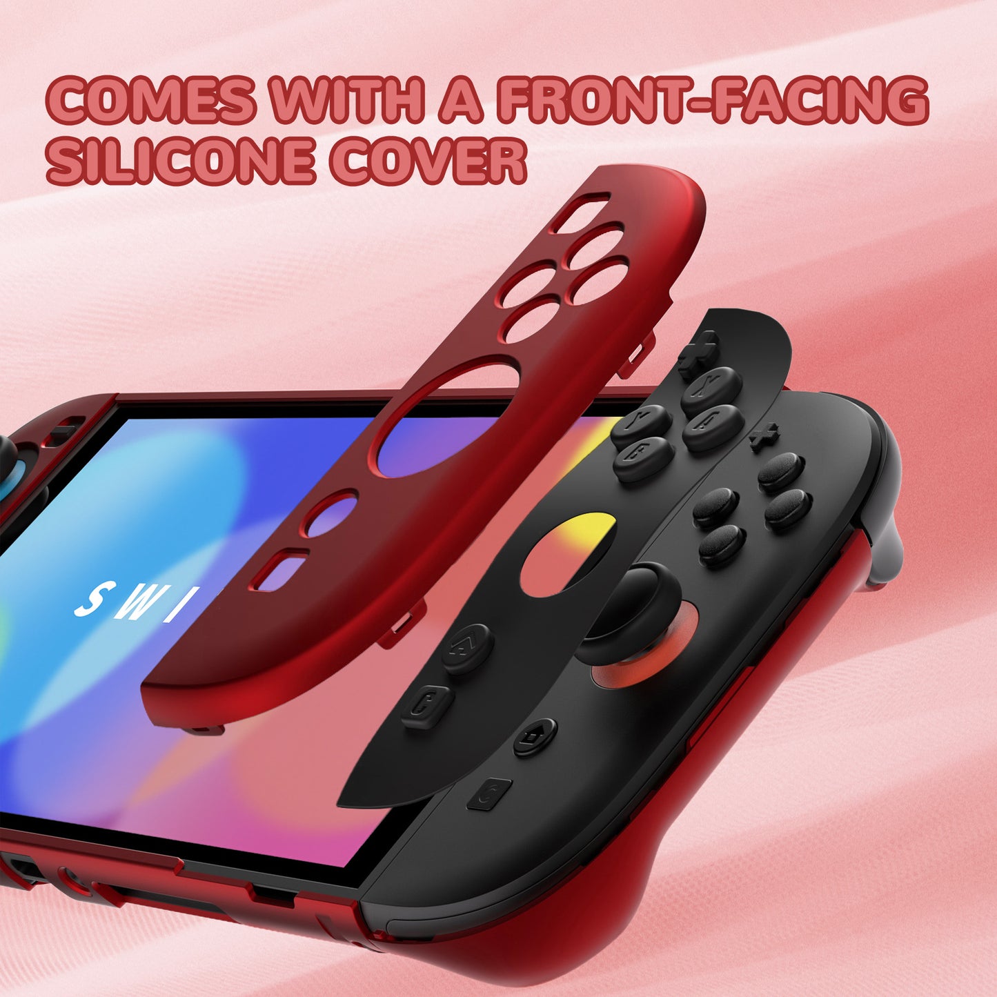PlayVital Nintendo Switch 2（2025）対応ハードカバー 保護ケース 付けたままドックに対応 折りたたみ式スタンド＆親指グリップ付き【スカーレットレッド】