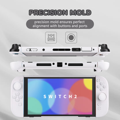 PlayVital Nintendo Switch 2（2025）対応ハードカバー 保護ケース 付けたままドックに対応 折りたたみ式スタンド＆親指グリップ付き【ホワイト】