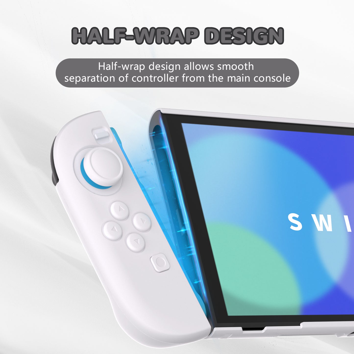 PlayVital Nintendo Switch 2（2025）対応ハードカバー 保護ケース 付けたままドックに対応 折りたたみ式スタンド＆親指グリップ付き【ホワイト】