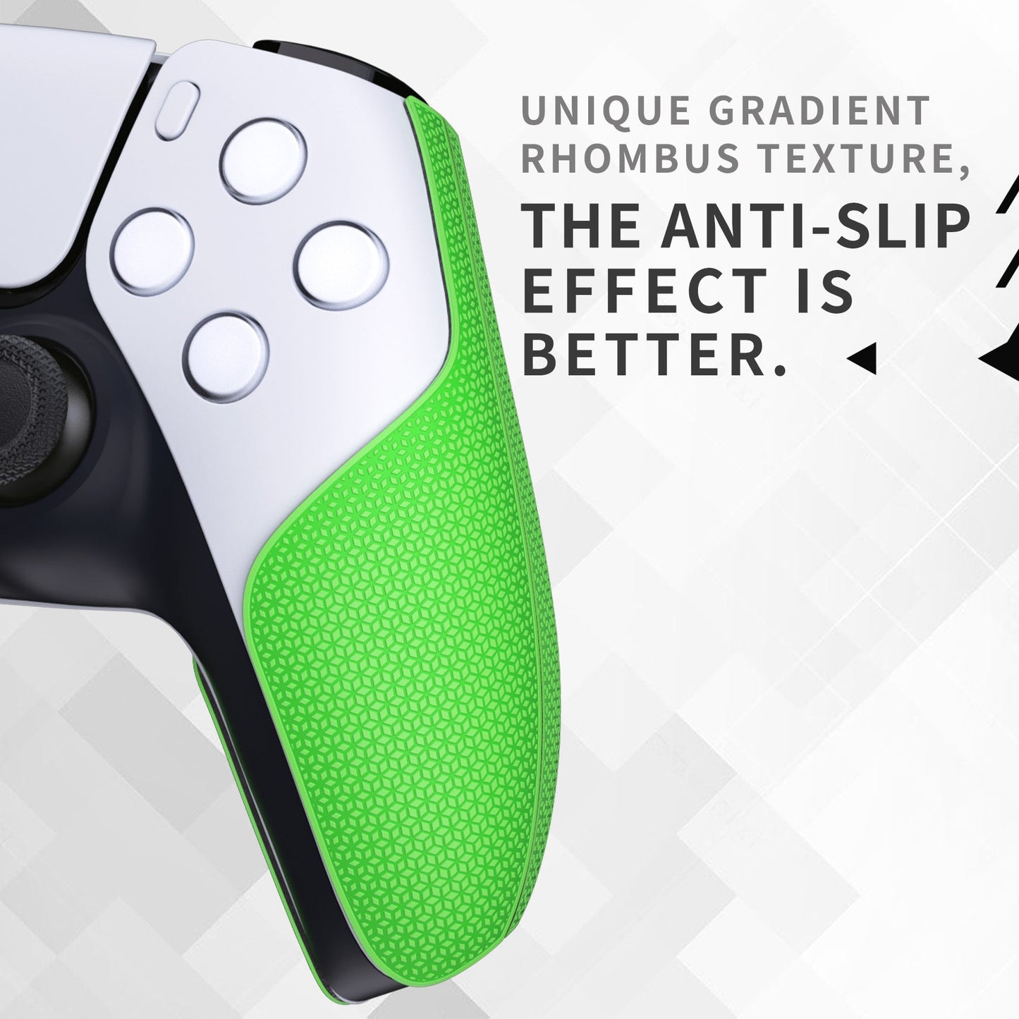 PlayVital Split Design Anti-Skid Sweat-Absorbent Premium Grip for PS5 Controller – Grass Green - FHPFM002 PlayVital