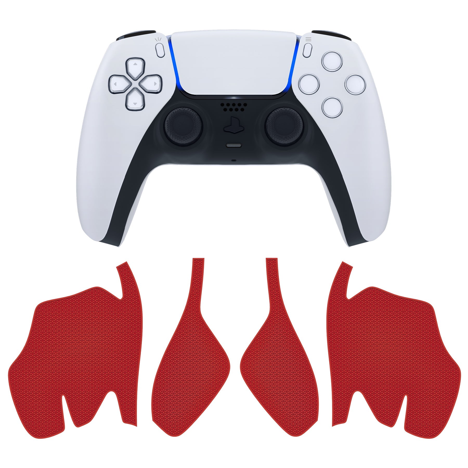 PlayVital Split Design Anti-Skid Sweat-Absorbent Premium Grip for PS5 Controller – Red - FHPFM004 PlayVital