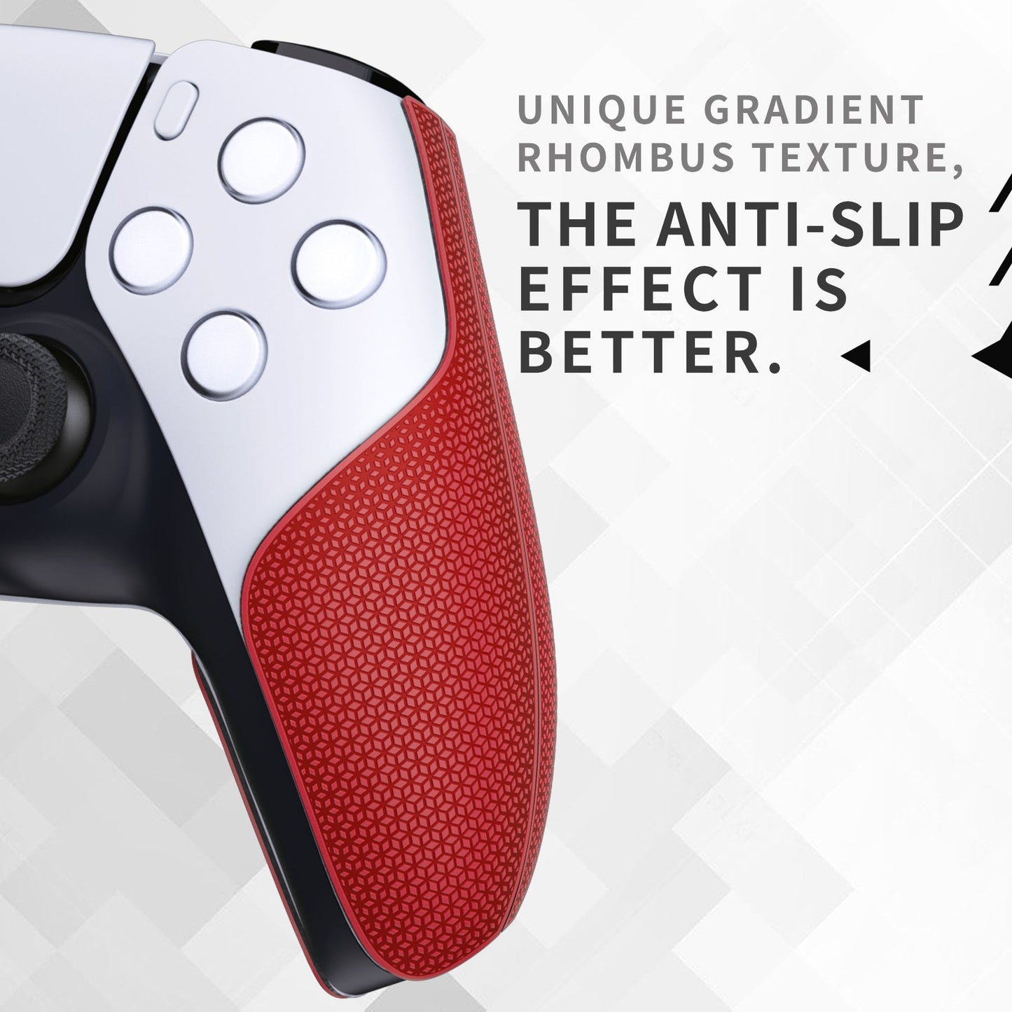 PlayVital Split Design Anti-Skid Sweat-Absorbent Premium Grip for PS5 Controller – Red - FHPFM004 PlayVital