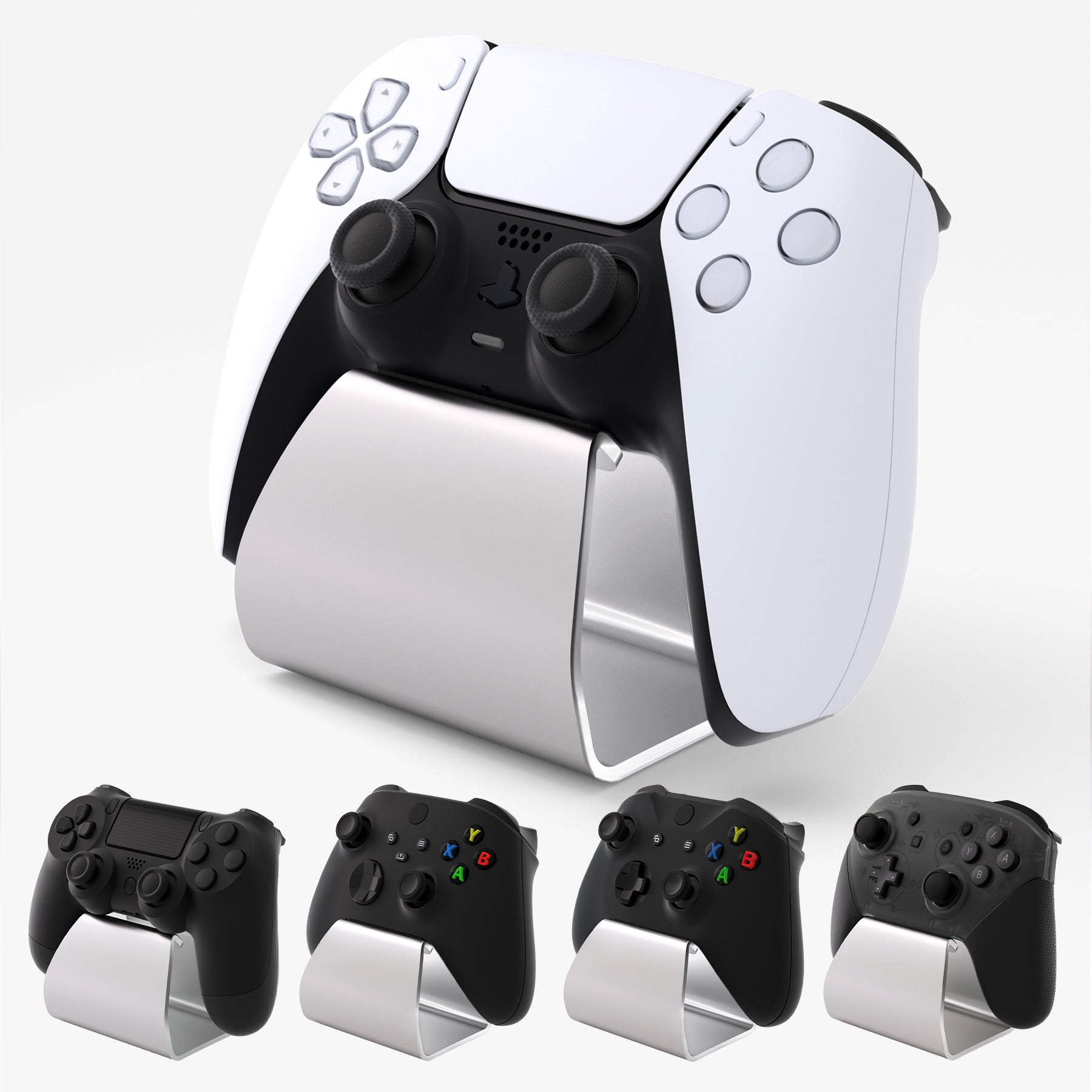 PlayVital Stand-AL Universal Metal Game Controller Stand for PS5 & PS4 & Xbox Series X/S & Xbox One - Silver - FQZPFC002 PlayVital