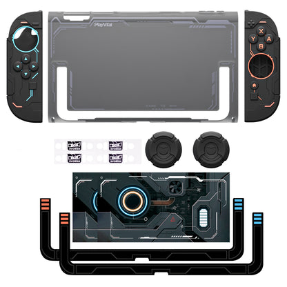 PlayVital ステラメカ 保護ケース Nintendo Switch 2 用 人間工学設計 滑り止めシリコングリップ ドック対応ハードケース ジョイスティックキャップ＆ステッカー付き 【ブラック】