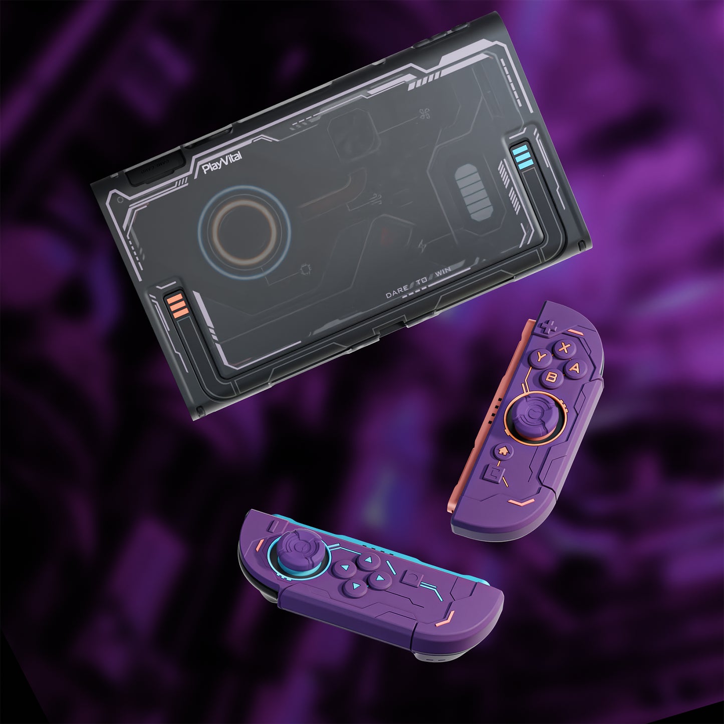 PlayVital ステラメカ 保護ケース Nintendo Switch 2 用 人間工学設計 滑り止めシリコングリップ ドック対応ハードケース ジョイスティックキャップ＆ステッカー付き 【スモーキーパープル】