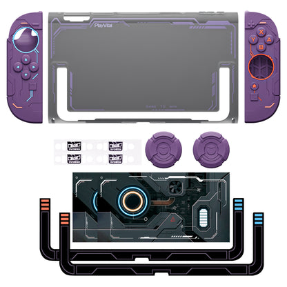 PlayVital ステラメカ 保護ケース Nintendo Switch 2 用 人間工学設計 滑り止めシリコングリップ ドック対応ハードケース ジョイスティックキャップ＆ステッカー付き 【スモーキーパープル】