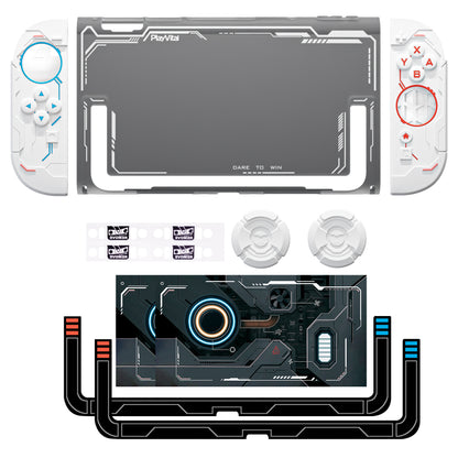 PlayVital ステラメカ 保護ケース Nintendo Switch 2 用 人間工学設計 滑り止めシリコングリップ ドック対応ハードケース ジョイスティックキャップ＆ステッカー付き 【ホワイト】