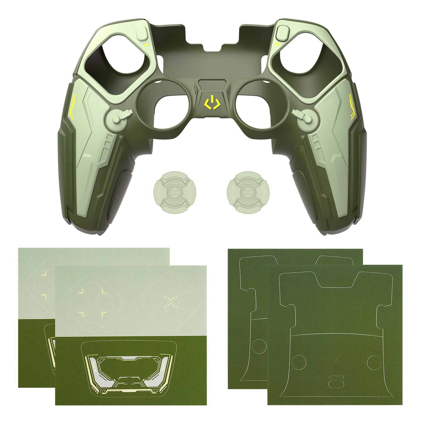 PlayVital メカニカル シリーズ PS5 Edge コントローラー用 シリコンケース ジョイスティックキャップ＆ステッカー付き 滑り止め グリップカバーv【グリーン】