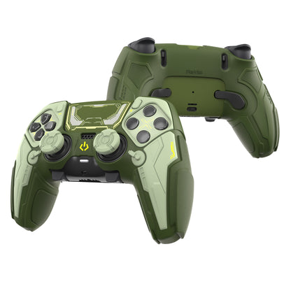 PlayVital メカニカル シリーズ PS5 Edge コントローラー用 シリコンケース ジョイスティックキャップ＆ステッカー付き 滑り止め グリップカバーv【グリーン】