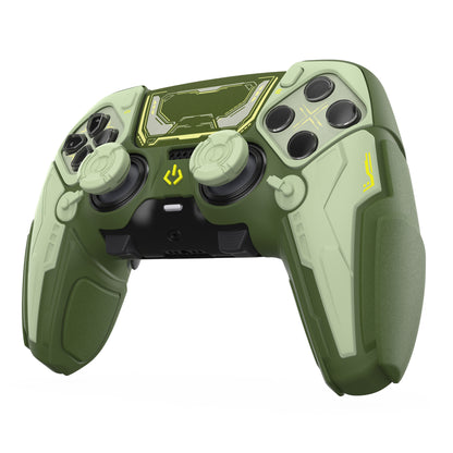PlayVital メカニカル シリーズ PS5 Edge コントローラー用 シリコンケース ジョイスティックキャップ＆ステッカー付き 滑り止め グリップカバーv【グリーン】