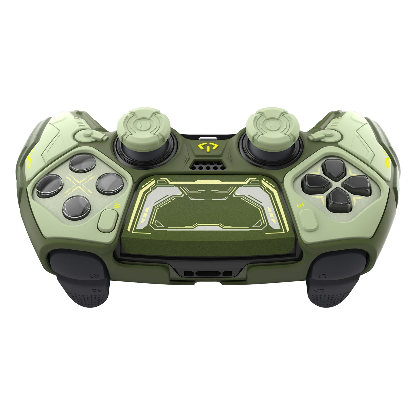 PlayVital メカニカル シリーズ PS5 Edge コントローラー用 シリコンケース ジョイスティックキャップ＆ステッカー付き 滑り止め グリップカバーv【グリーン】