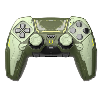 PlayVital メカニカル シリーズ PS5 Edge コントローラー用 シリコンケース ジョイスティックキャップ＆ステッカー付き 滑り止め グリップカバーv【グリーン】