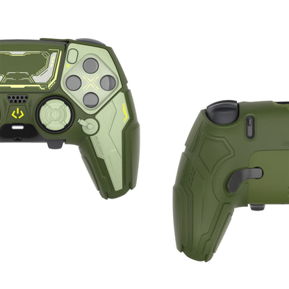 PlayVital メカニカル シリーズ PS5 Edge コントローラー用 シリコンケース ジョイスティックキャップ＆ステッカー付き 滑り止め グリップカバーv【グリーン】