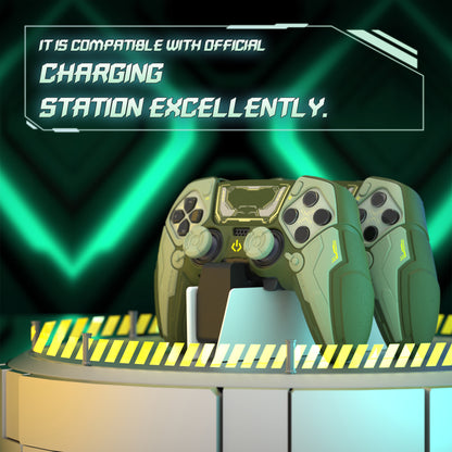 PlayVital メカニカル シリーズ PS5 Edge コントローラー用 シリコンケース ジョイスティックキャップ＆ステッカー付き 滑り止め グリップカバーv【グリーン】