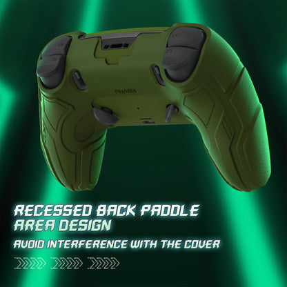 PlayVital メカニカル シリーズ PS5 Edge コントローラー用 シリコンケース ジョイスティックキャップ＆ステッカー付き 滑り止め グリップカバーv【グリーン】