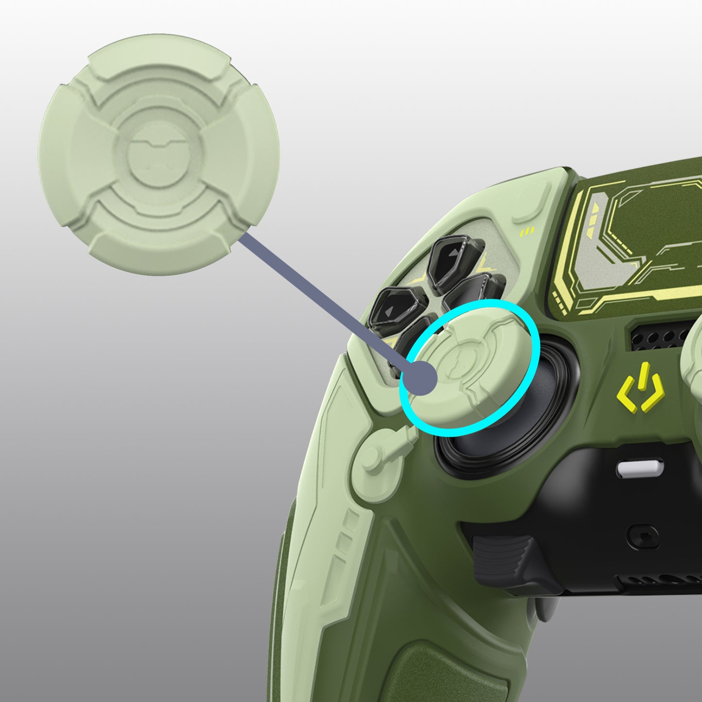 PlayVital メカニカル シリーズ PS5 Edge コントローラー用 シリコンケース ジョイスティックキャップ＆ステッカー付き 滑り止め グリップカバーv【グリーン】