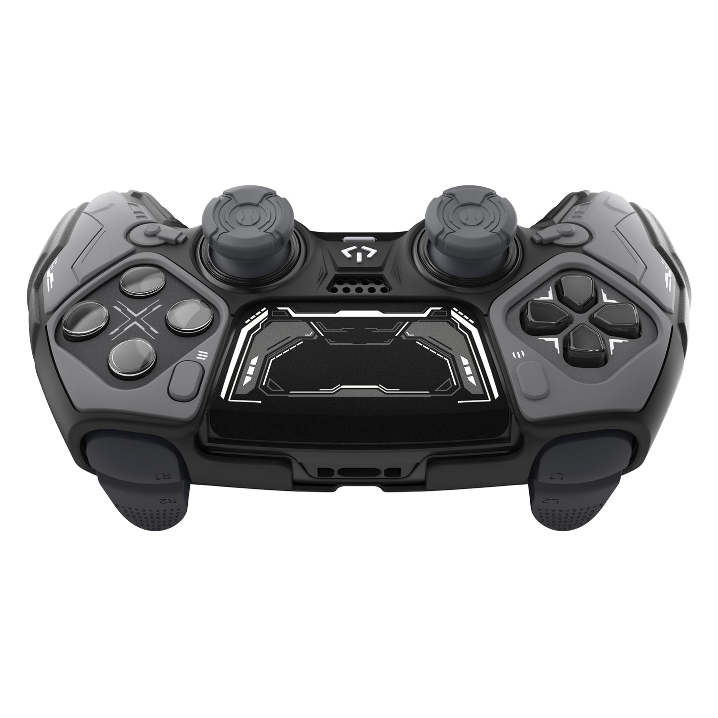 PlayVital メカニカル シリーズ PS5 Edge コントローラー用 シリコンケース ジョイスティックキャップ＆ステッカー付き 滑り止め グリップカバー 【グレー】