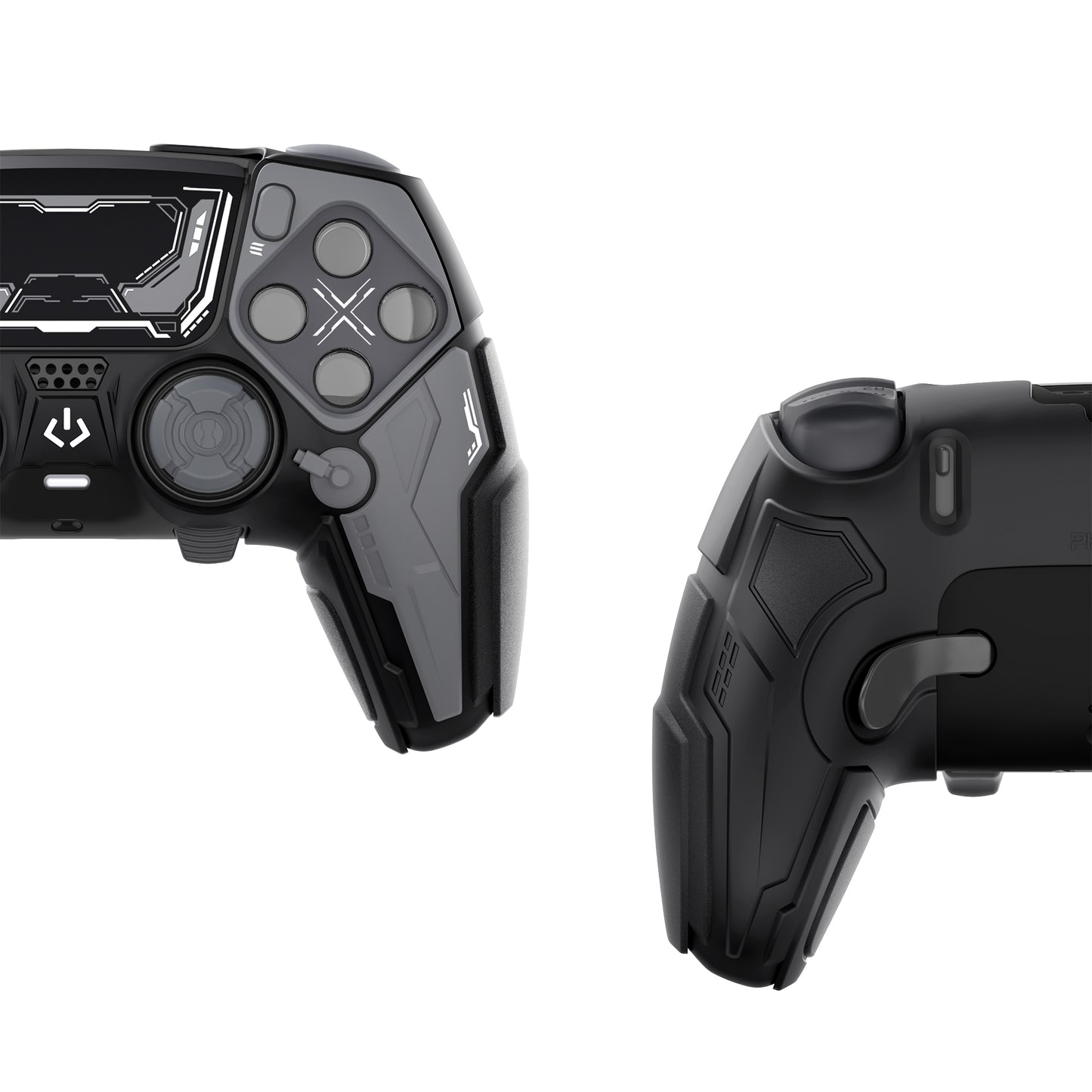 PlayVital メカニカル シリーズ PS5 Edge コントローラー用 シリコンケース ジョイスティックキャップ＆ステッカー付き 滑り止め グリップカバー 【グレー】