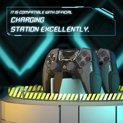 PlayVital メカニカル シリーズ PS5 Edge コントローラー用 シリコンケース ジョイスティックキャップ＆ステッカー付き 滑り止め グリップカバー 【グレー】