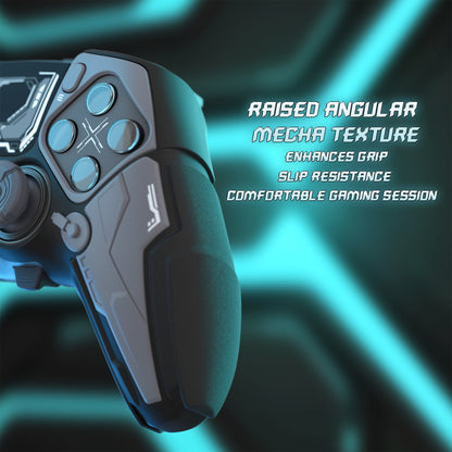 PlayVital メカニカル シリーズ PS5 Edge コントローラー用 シリコンケース ジョイスティックキャップ＆ステッカー付き 滑り止め グリップカバー 【グレー】