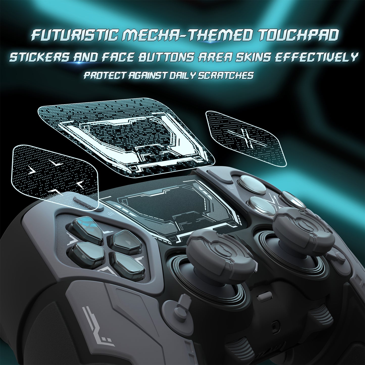 PlayVital メカニカル シリーズ PS5 Edge コントローラー用 シリコンケース ジョイスティックキャップ＆ステッカー付き 滑り止め グリップカバー 【グレー】