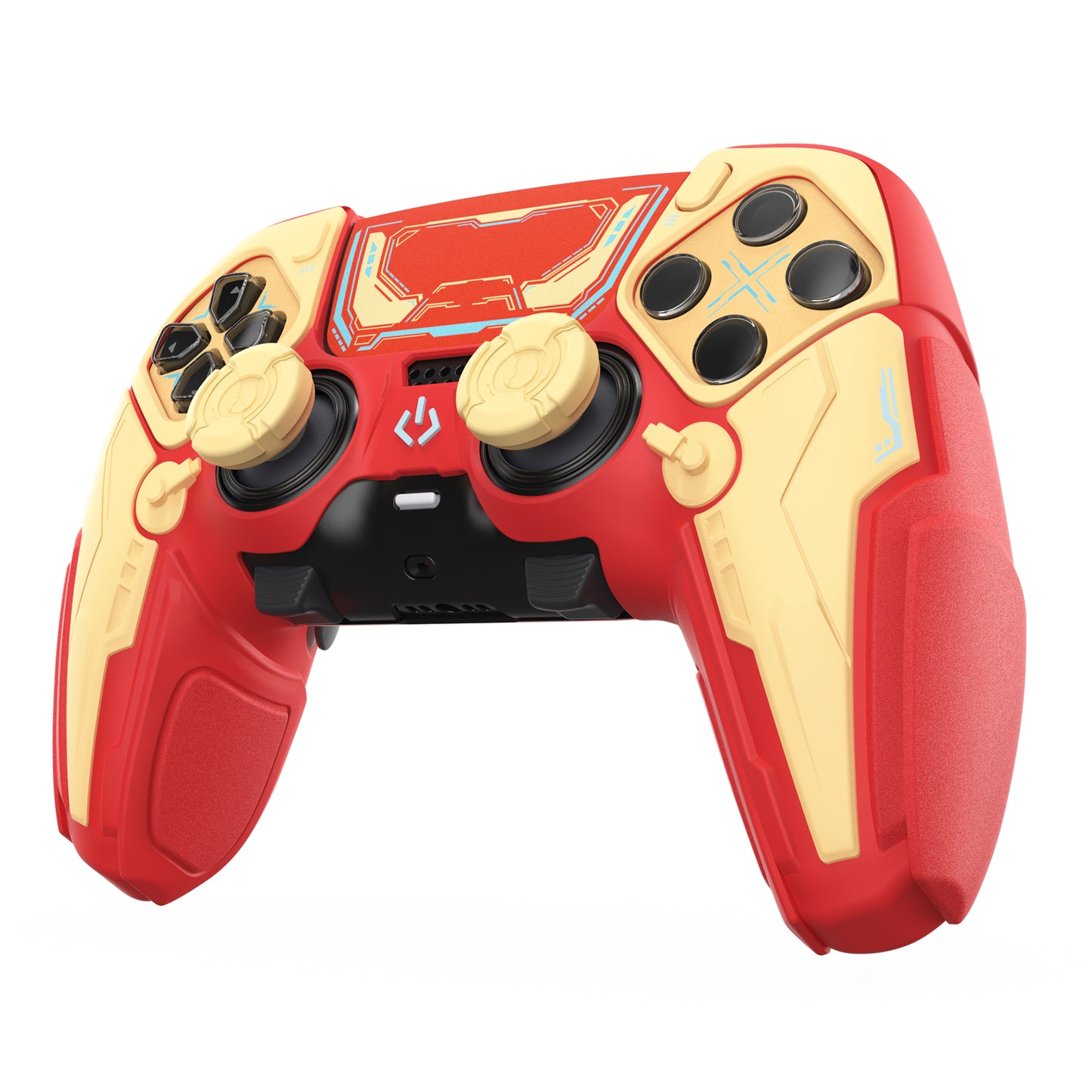 PlayVital メカニカル シリーズ PS5 Edge コントローラー用 シリコンケース ジョイスティックキャップ＆ステッカー付き 滑り止め グリップカバー【イエロー】