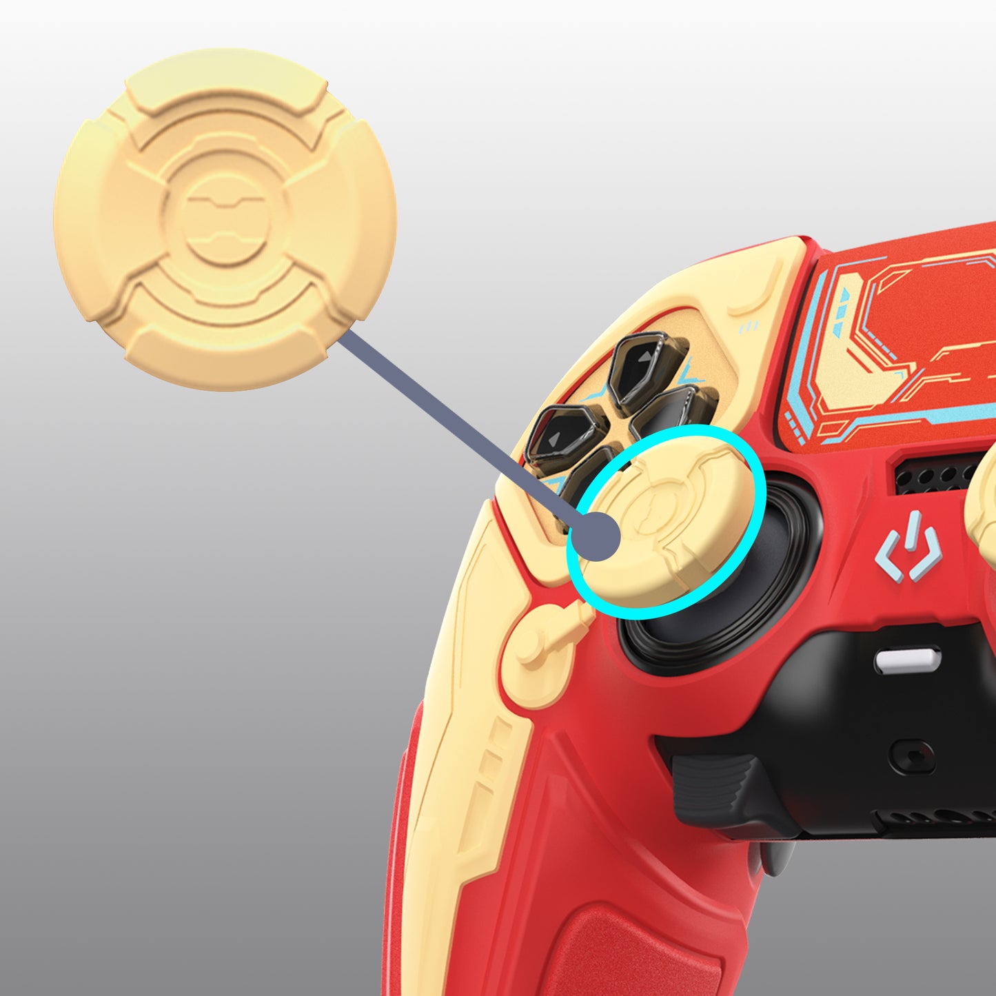 PlayVital メカニカル シリーズ PS5 Edge コントローラー用 シリコンケース ジョイスティックキャップ＆ステッカー付き 滑り止め グリップカバー【イエロー】