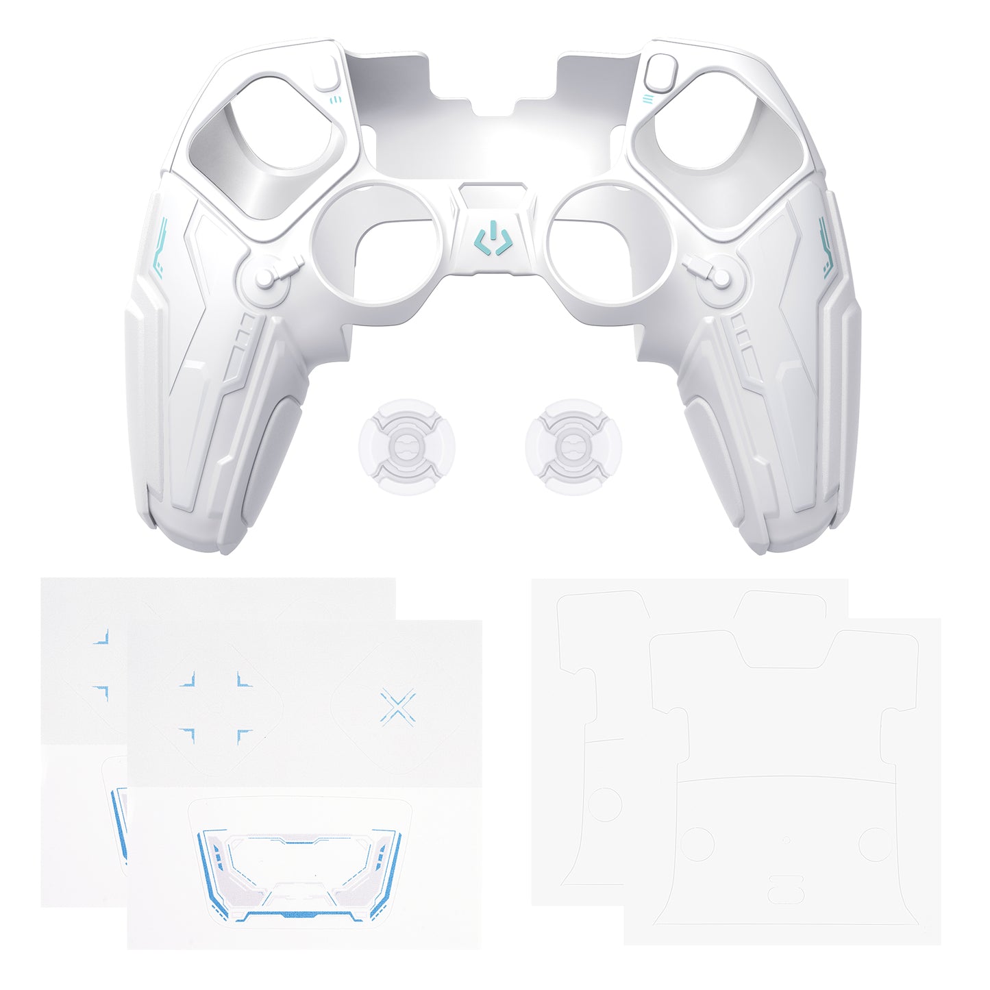 PlayVital メカニカル シリーズ PS5 Edge コントローラー用 シリコンケース ジョイスティックキャップ＆ステッカー付き 滑り止め グリップカバー【ホワイト】