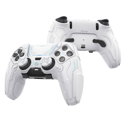 PlayVital メカニカル シリーズ PS5 Edge コントローラー用 シリコンケース ジョイスティックキャップ＆ステッカー付き 滑り止め グリップカバー【ホワイト】