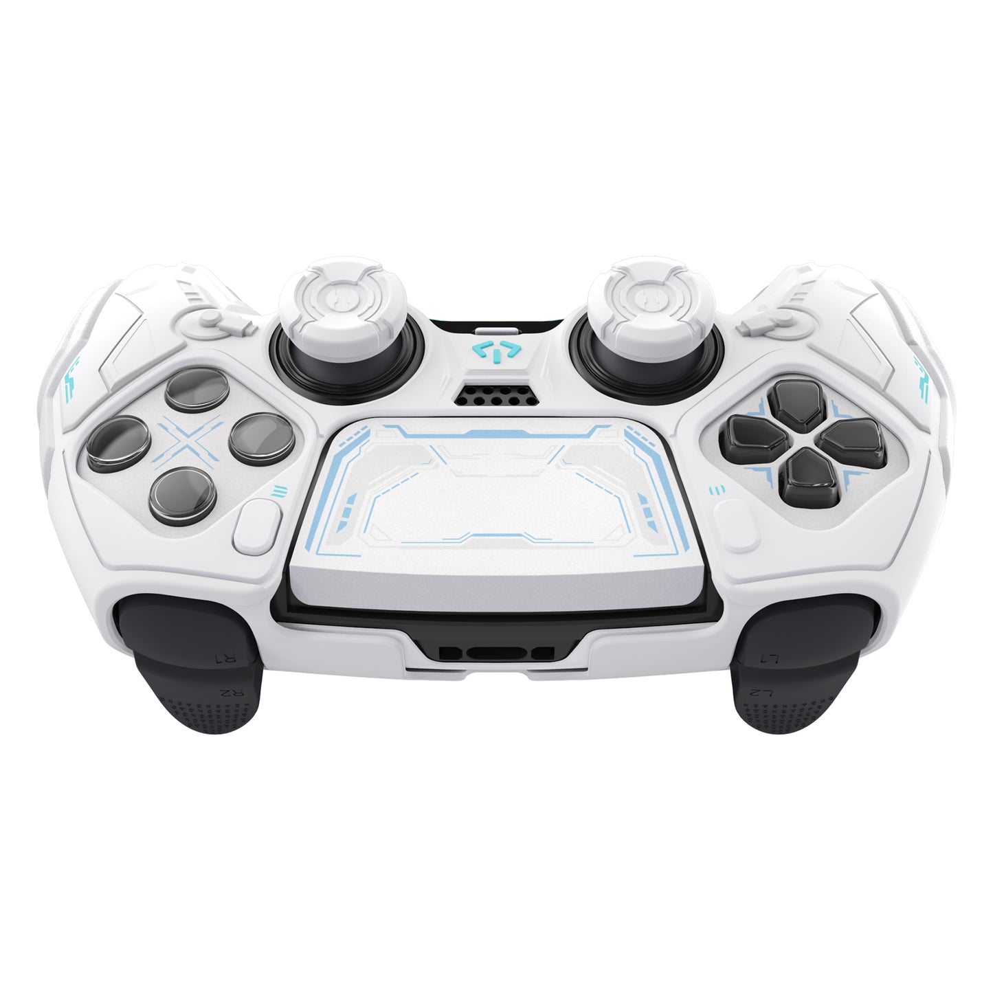 PlayVital メカニカル シリーズ PS5 Edge コントローラー用 シリコンケース ジョイスティックキャップ＆ステッカー付き 滑り止め グリップカバー【ホワイト】