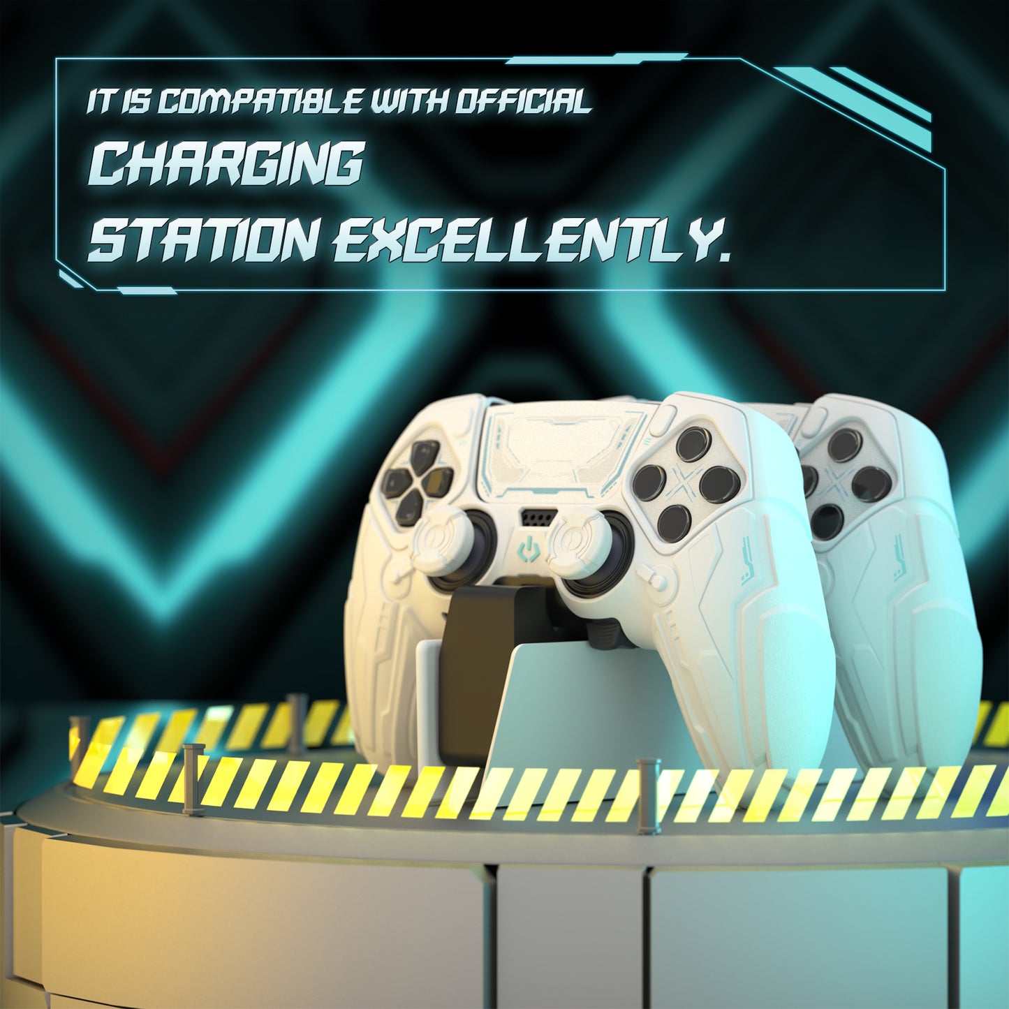 PlayVital メカニカル シリーズ PS5 Edge コントローラー用 シリコンケース ジョイスティックキャップ＆ステッカー付き 滑り止め グリップカバー【ホワイト】