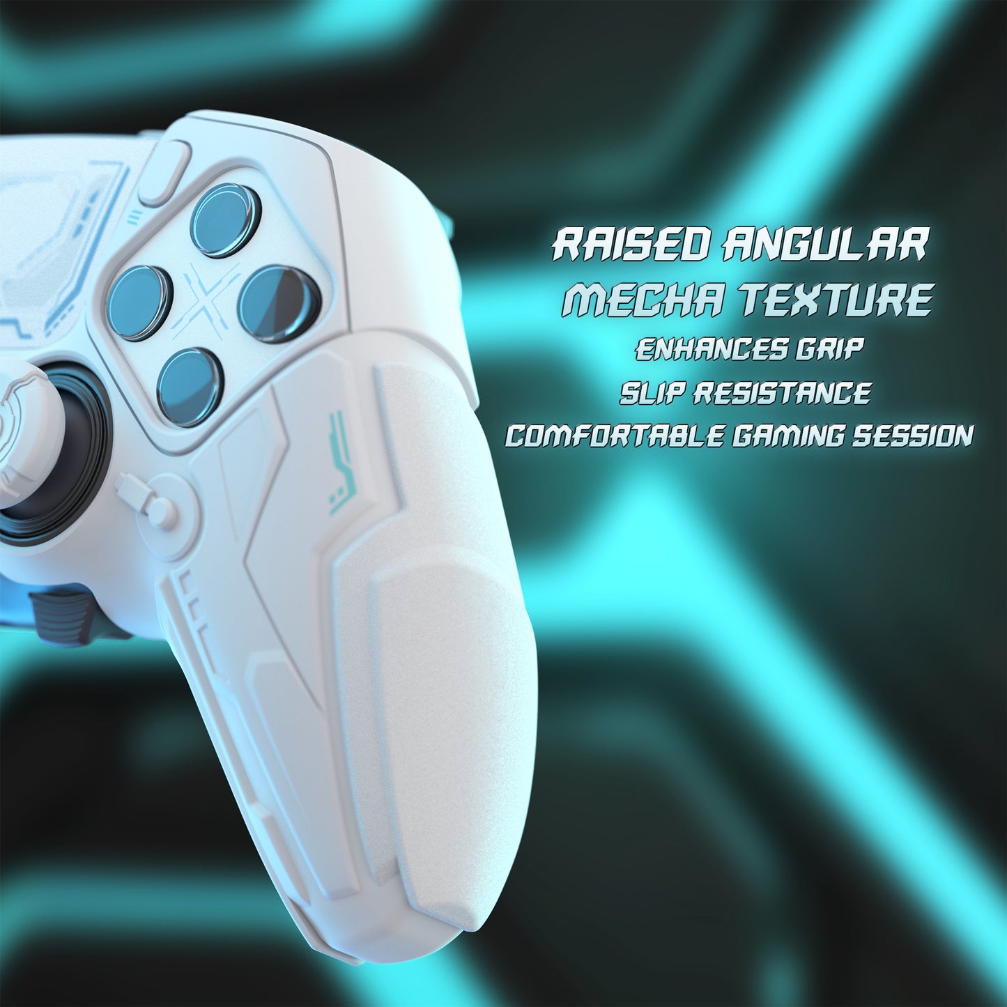 PlayVital メカニカル シリーズ PS5 Edge コントローラー用 シリコンケース ジョイスティックキャップ＆ステッカー付き 滑り止め グリップカバー【ホワイト】