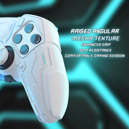 PlayVital メカニカル シリーズ PS5 Edge コントローラー用 シリコンケース ジョイスティックキャップ＆ステッカー付き 滑り止め グリップカバー【ホワイト】
