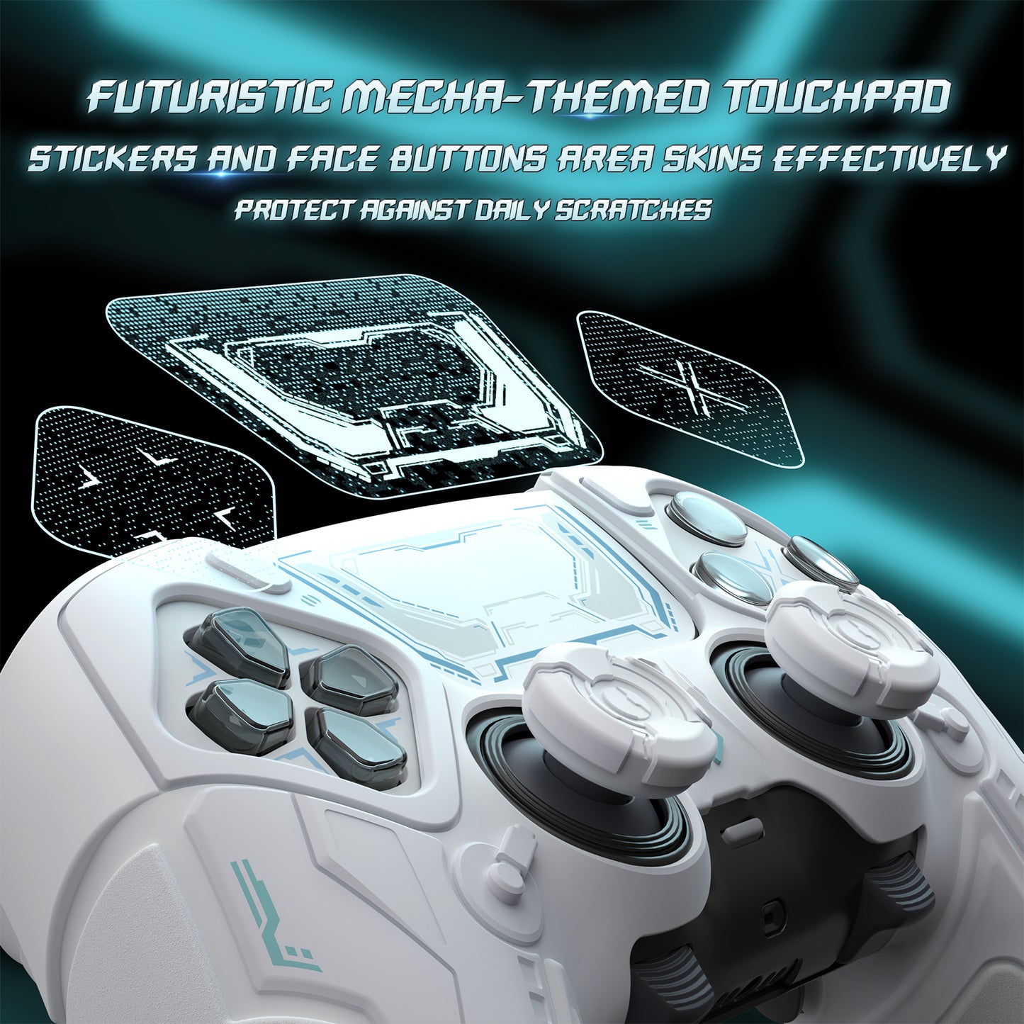 PlayVital メカニカル シリーズ PS5 Edge コントローラー用 シリコンケース ジョイスティックキャップ＆ステッカー付き 滑り止め グリップカバー【ホワイト】