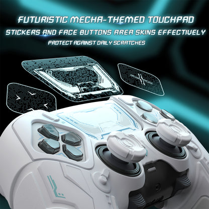 PlayVital メカニカル シリーズ PS5 Edge コントローラー用 シリコンケース ジョイスティックキャップ＆ステッカー付き 滑り止め グリップカバー【ホワイト】