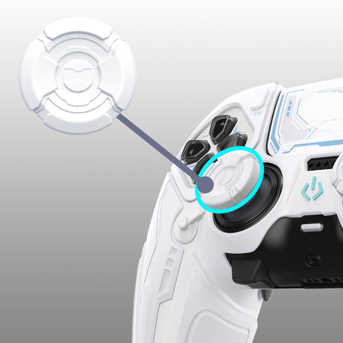 PlayVital メカニカル シリーズ PS5 Edge コントローラー用 シリコンケース ジョイスティックキャップ＆ステッカー付き 滑り止め グリップカバー【ホワイト】