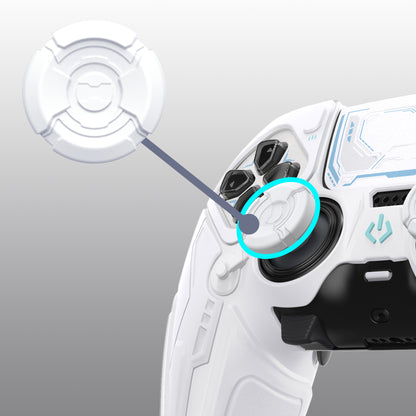 PlayVital メカニカル シリーズ PS5 Edge コントローラー用 シリコンケース ジョイスティックキャップ＆ステッカー付き 滑り止め グリップカバー【ホワイト】