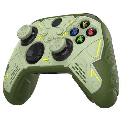 PlayVital Stellar Mecha シリコンカバー スキン for Xbox Series X/S コントローラー サムグリップ & ステッカー付／滑り止めグリッププロテクター【アーミーグリーン＆セージグリーン】