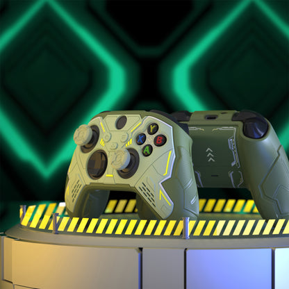 PlayVital Stellar Mecha シリコンカバー スキン for Xbox Series X/S コントローラー サムグリップ & ステッカー付／滑り止めグリッププロテクター【アーミーグリーン＆セージグリーン】