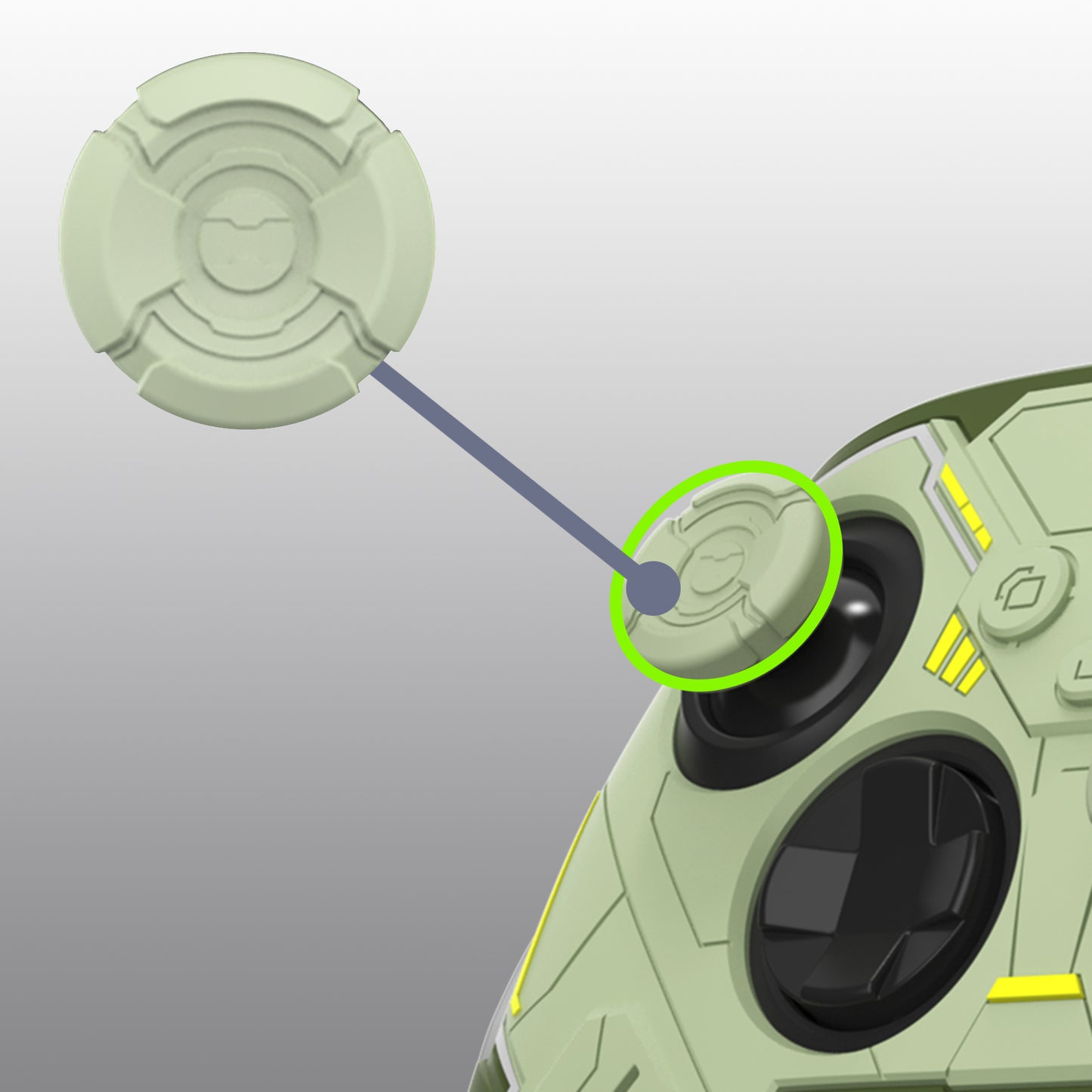 PlayVital Stellar Mecha シリコンカバー スキン for Xbox Series X/S コントローラー サムグリップ & ステッカー付／滑り止めグリッププロテクター【アーミーグリーン＆セージグリーン】