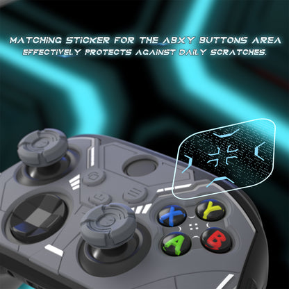 PlayVital Stellar Mecha シリコンカバー スキン for Xbox Series X/S コントローラー サムグリップ & ステッカー付／滑り止めグリッププロテクター【ブラック＆ガンメタルグレー】