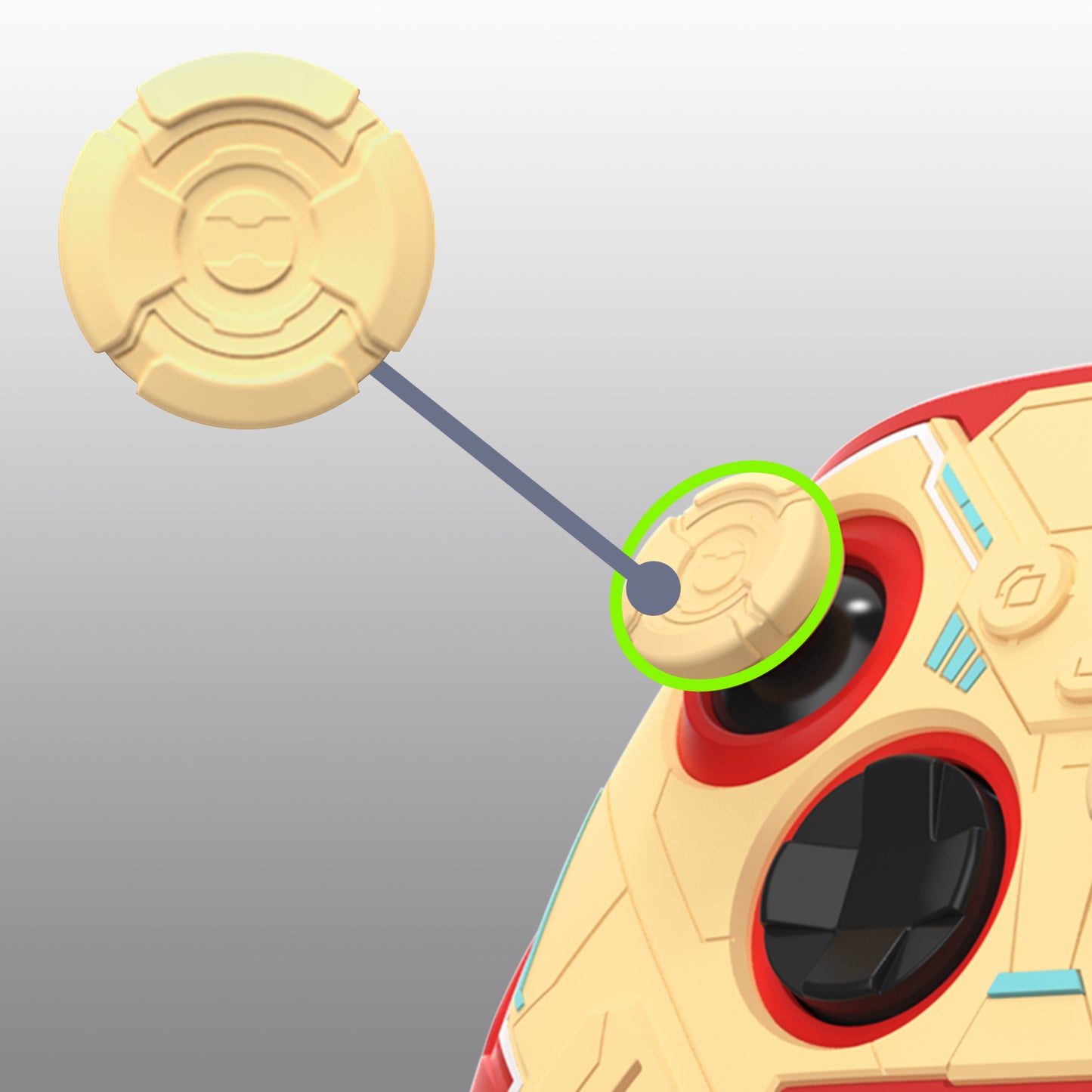 PlayVital Stellar Mecha シリコンカバー スキン for Xbox Series X/S コントローラー サムグリップ & ステッカー付／滑り止めグリッププロテクター【クリムゾンレッド＆アイアンイエロー】