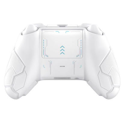 PlayVital Stellar Mecha シリコンカバー スキン for Xbox Series X/S コントローラー サムグリップ & ステッカー付／滑り止めグリッププロテクター【ホワイト＆フロストグレー】