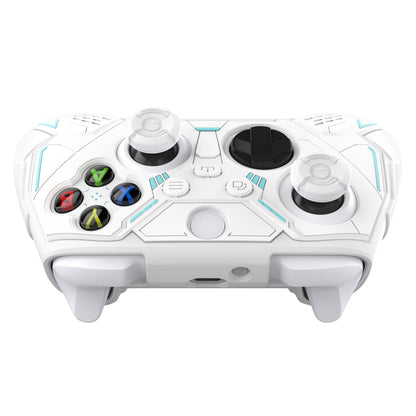 PlayVital Stellar Mecha シリコンカバー スキン for Xbox Series X/S コントローラー サムグリップ & ステッカー付／滑り止めグリッププロテクター【ホワイト＆フロストグレー】