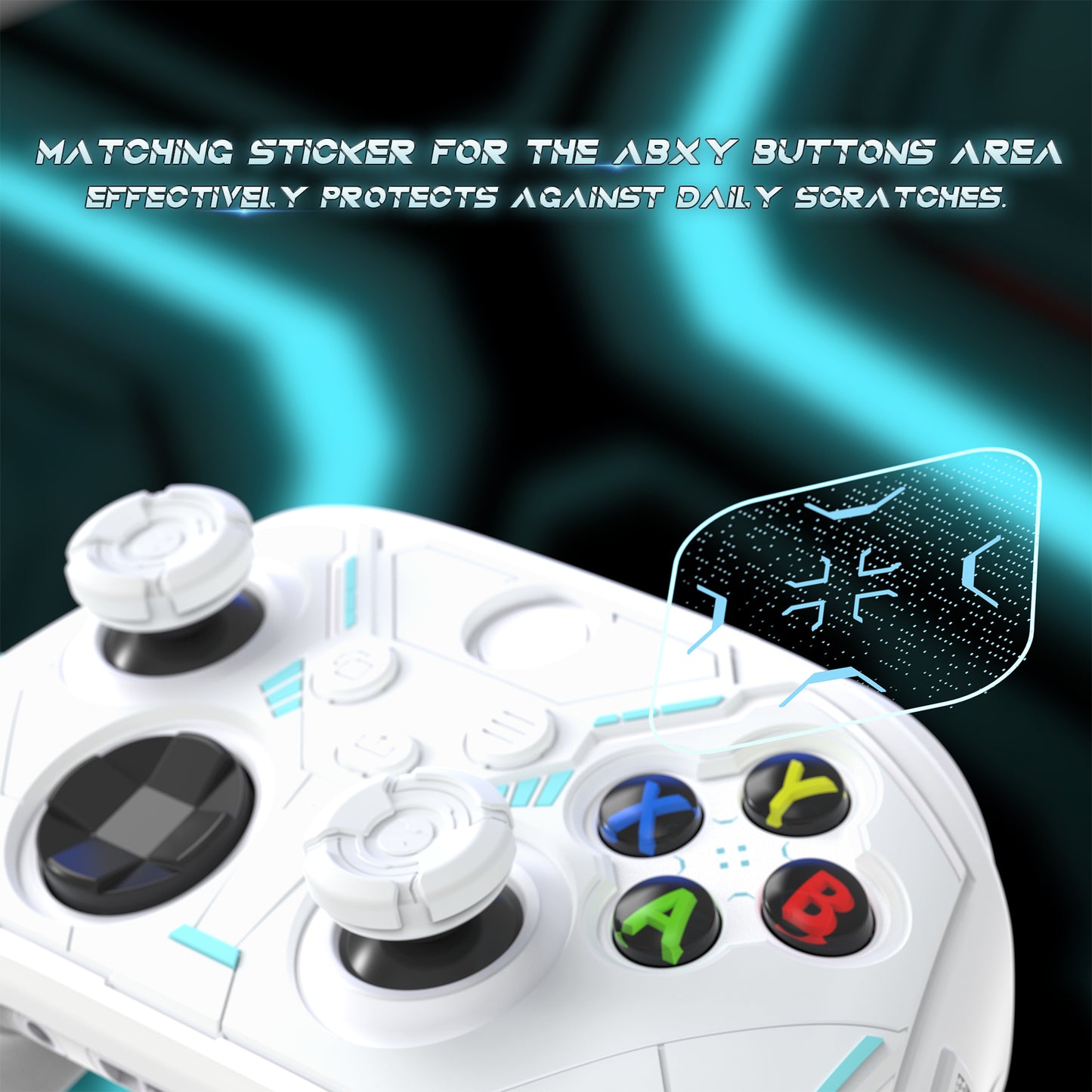 PlayVital Stellar Mecha シリコンカバー スキン for Xbox Series X/S コントローラー サムグリップ & ステッカー付／滑り止めグリッププロテクター【ホワイト＆フロストグレー】