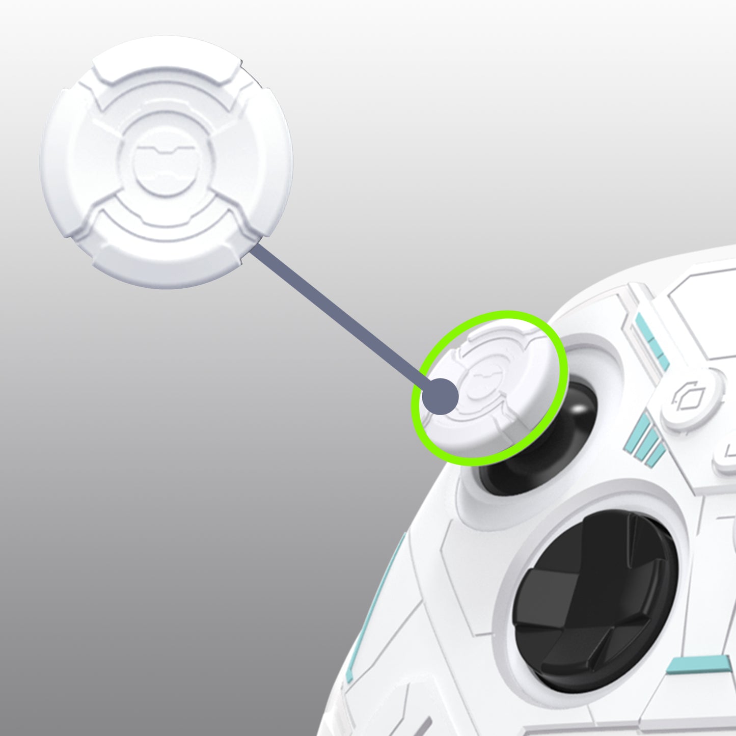 PlayVital Stellar Mecha シリコンカバー スキン for Xbox Series X/S コントローラー サムグリップ & ステッカー付／滑り止めグリッププロテクター【ホワイト＆フロストグレー】