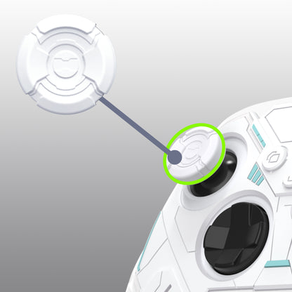 PlayVital Stellar Mecha シリコンカバー スキン for Xbox Series X/S コントローラー サムグリップ & ステッカー付／滑り止めグリッププロテクター【ホワイト＆フロストグレー】